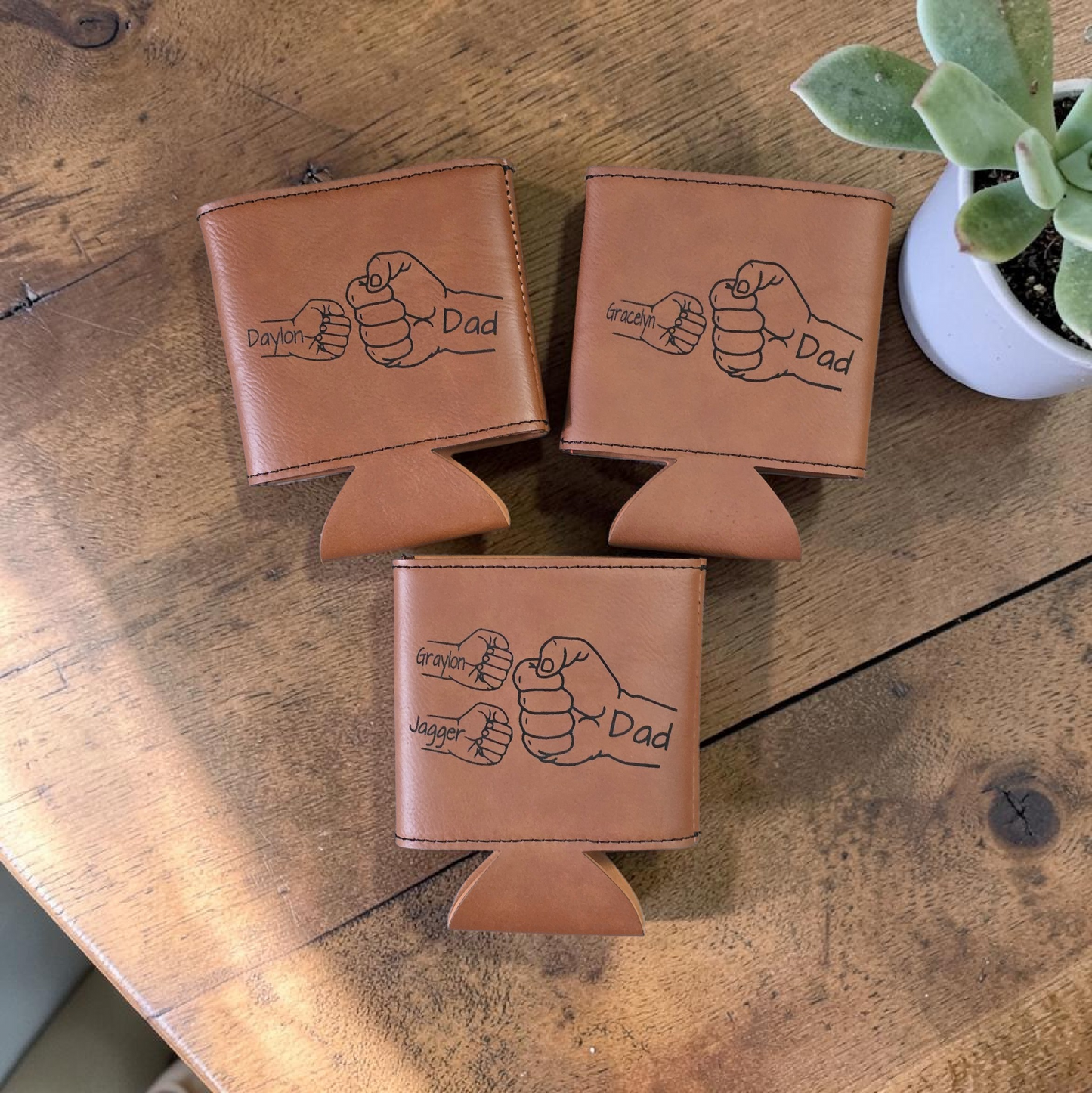 Fist Bump Leatherette Koozies Personalized Father's Day
