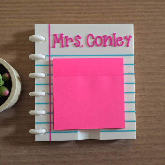 3D printed teacher notebook sticky note holder personalized