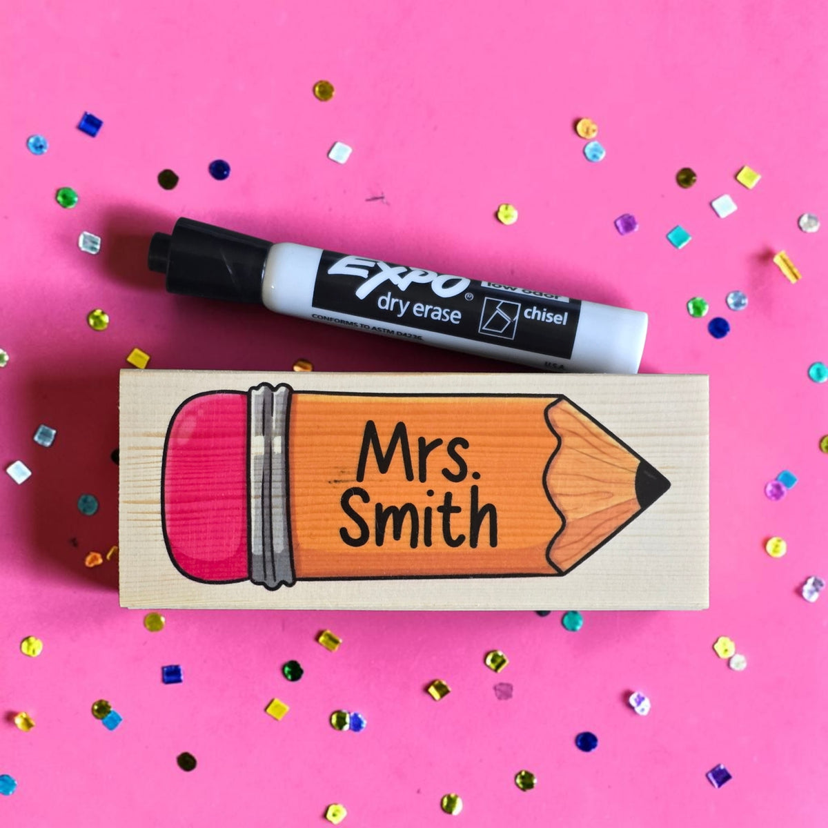 UV printed Teacher Eraser pencil theme Personalized