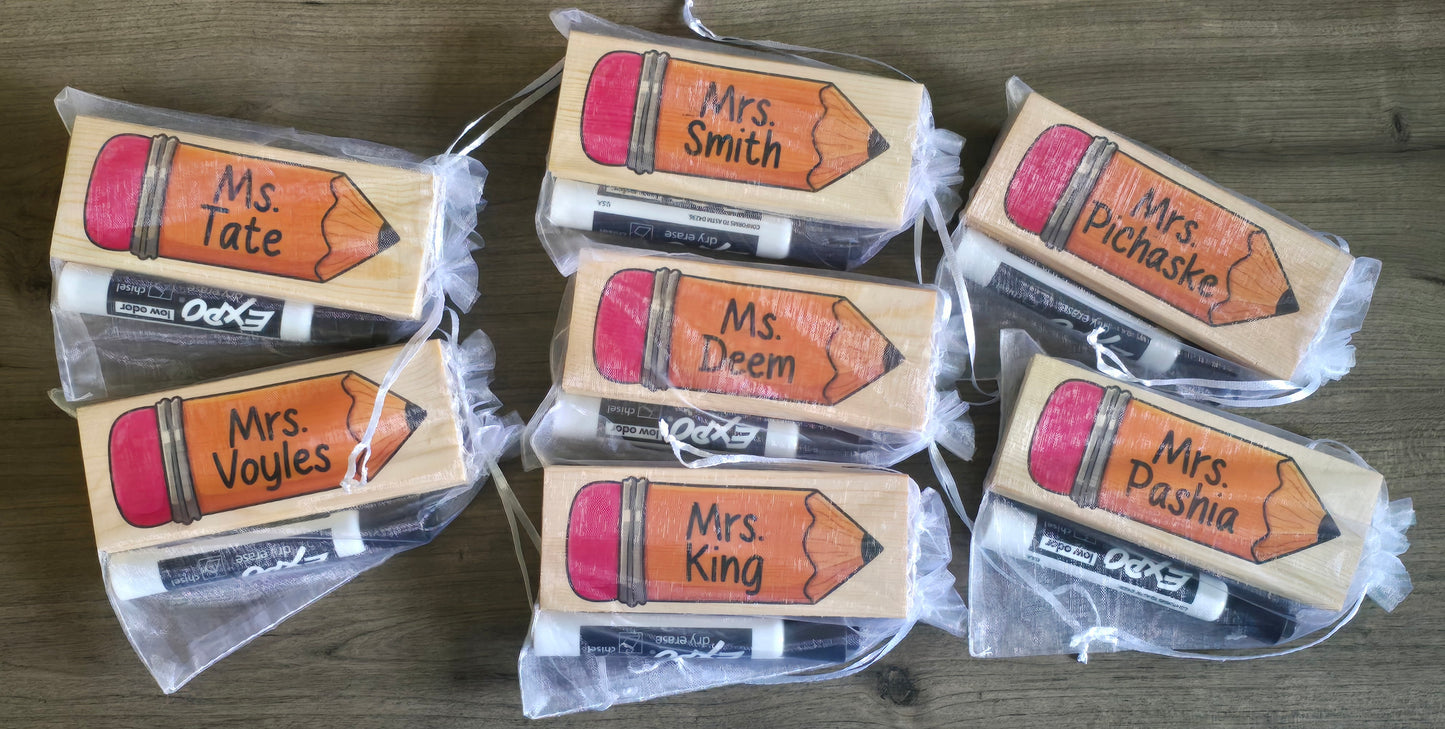 UV printed Teacher Eraser pencil theme Personalized