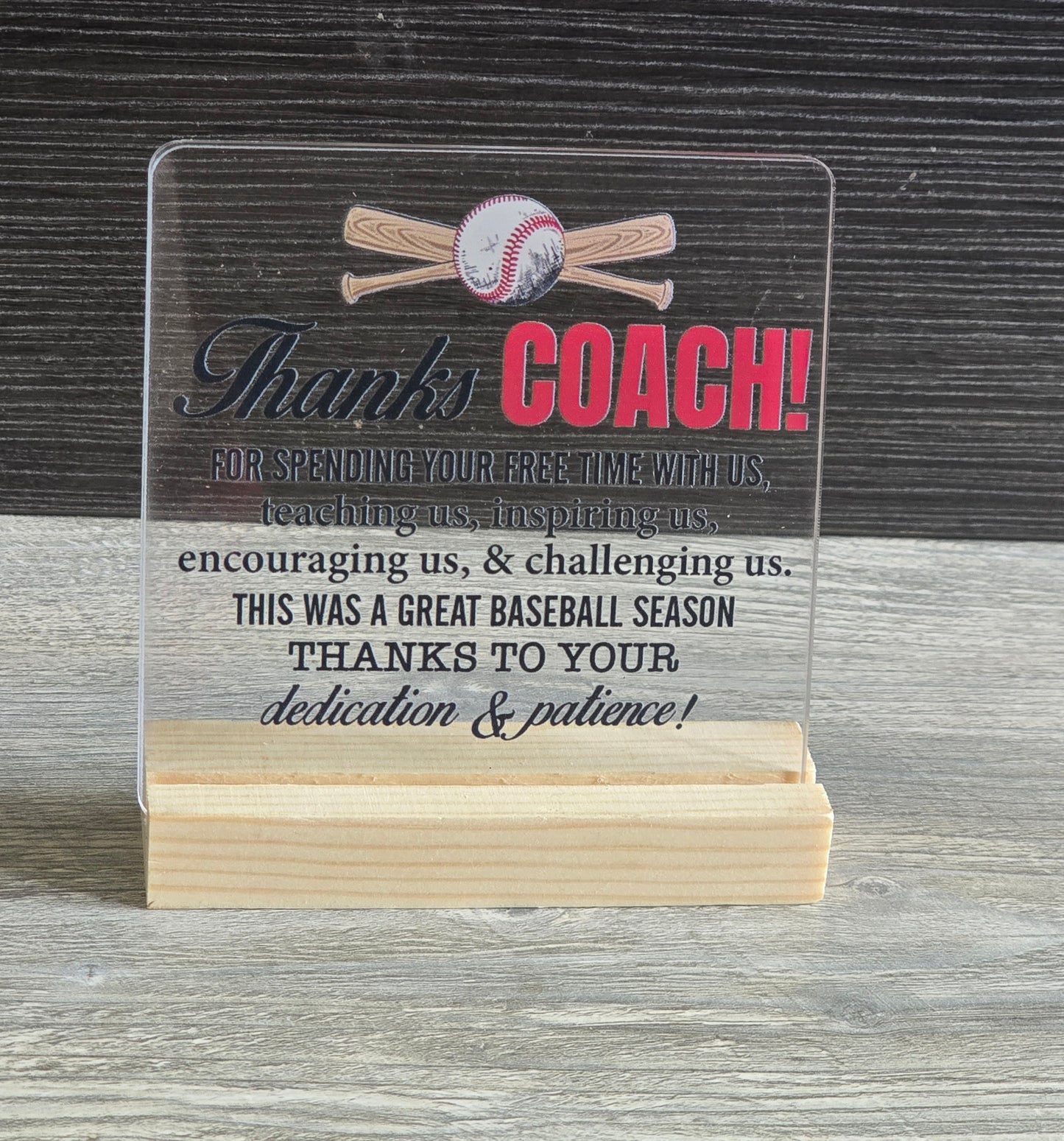Acrylic desk small signs with wood stand