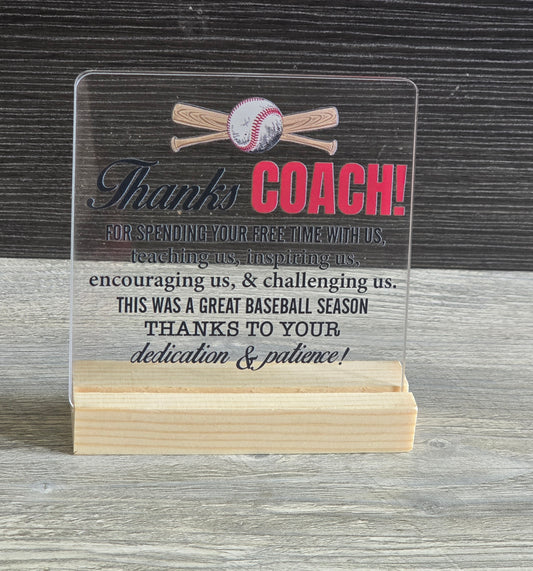 Acrylic desk small signs with wood stand