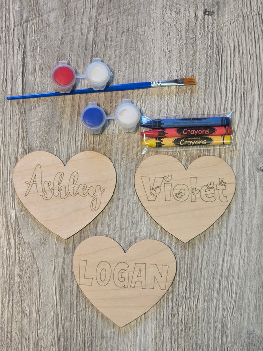 Valentine's Day DIY paint kit hearts personalized with name