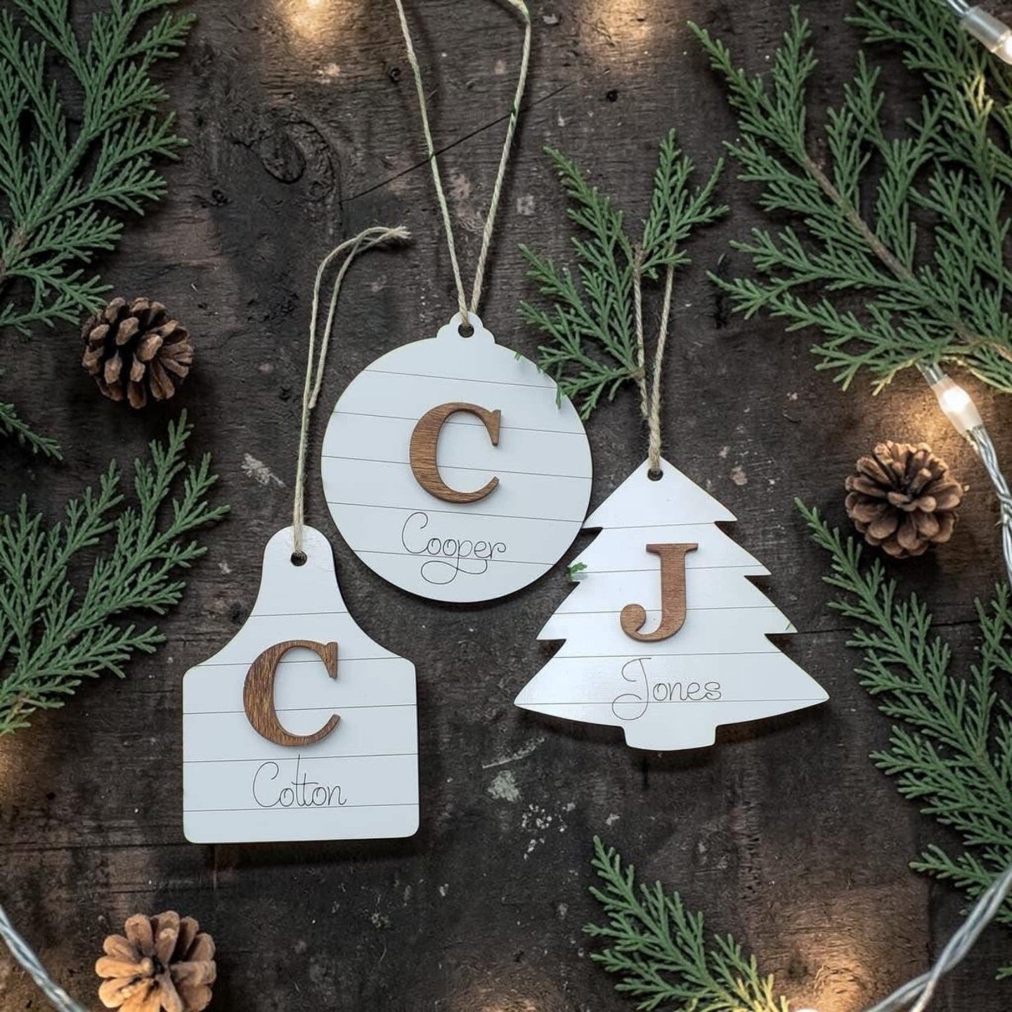 Shiplap Christmas Ornaments Personalized