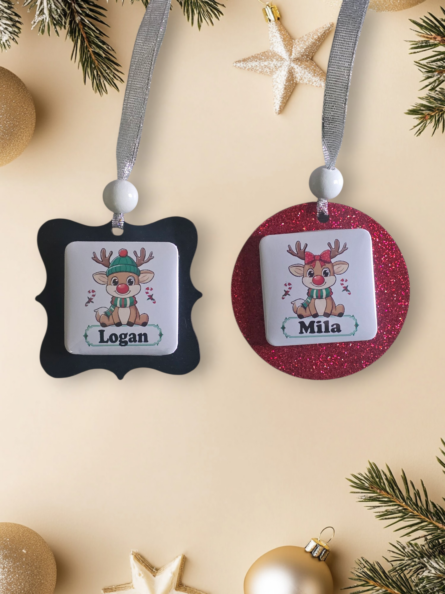 Reindeer Magnet or Christmas Ornament Personalized