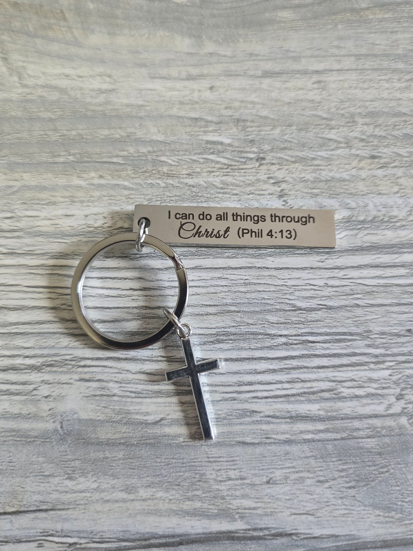 Religious keychain with Cross stainless steel
