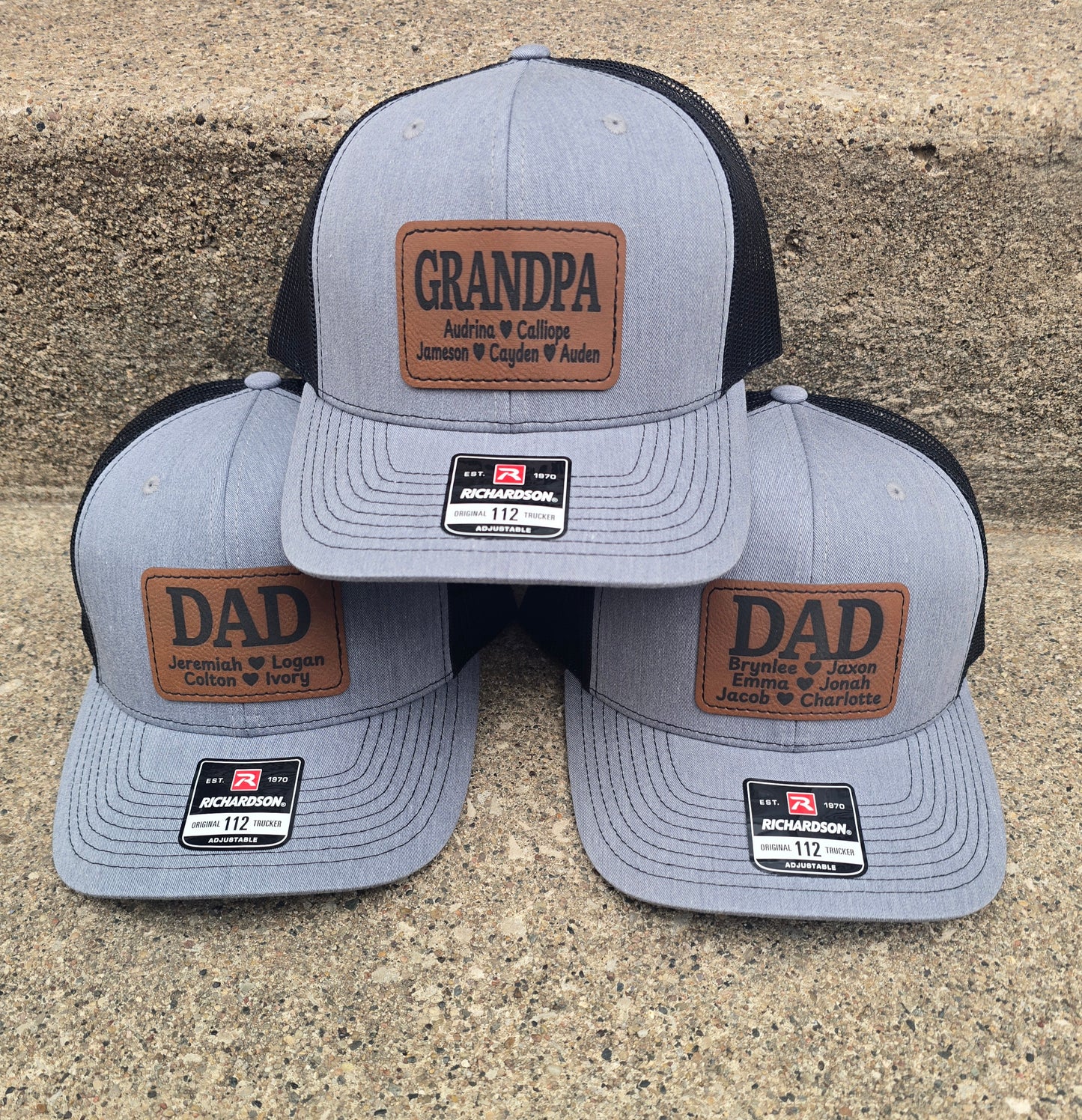 Grandparents hat with kids names personalized Richardson Hat