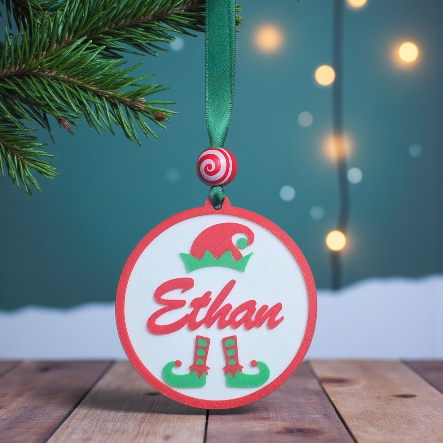 3D printed personalized elf Christmas Ornament