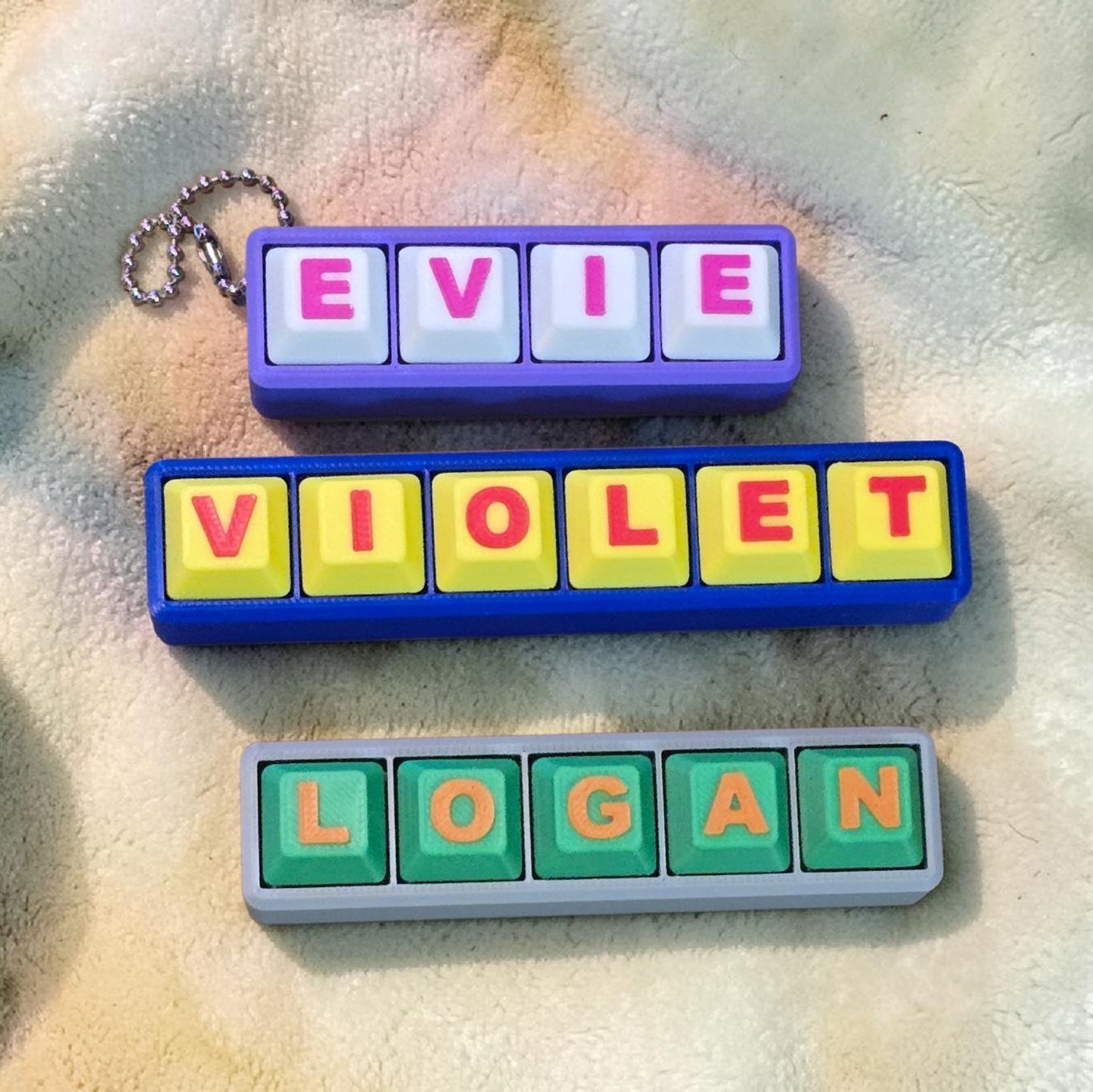 3D printed name fidget clicker keychain personalized