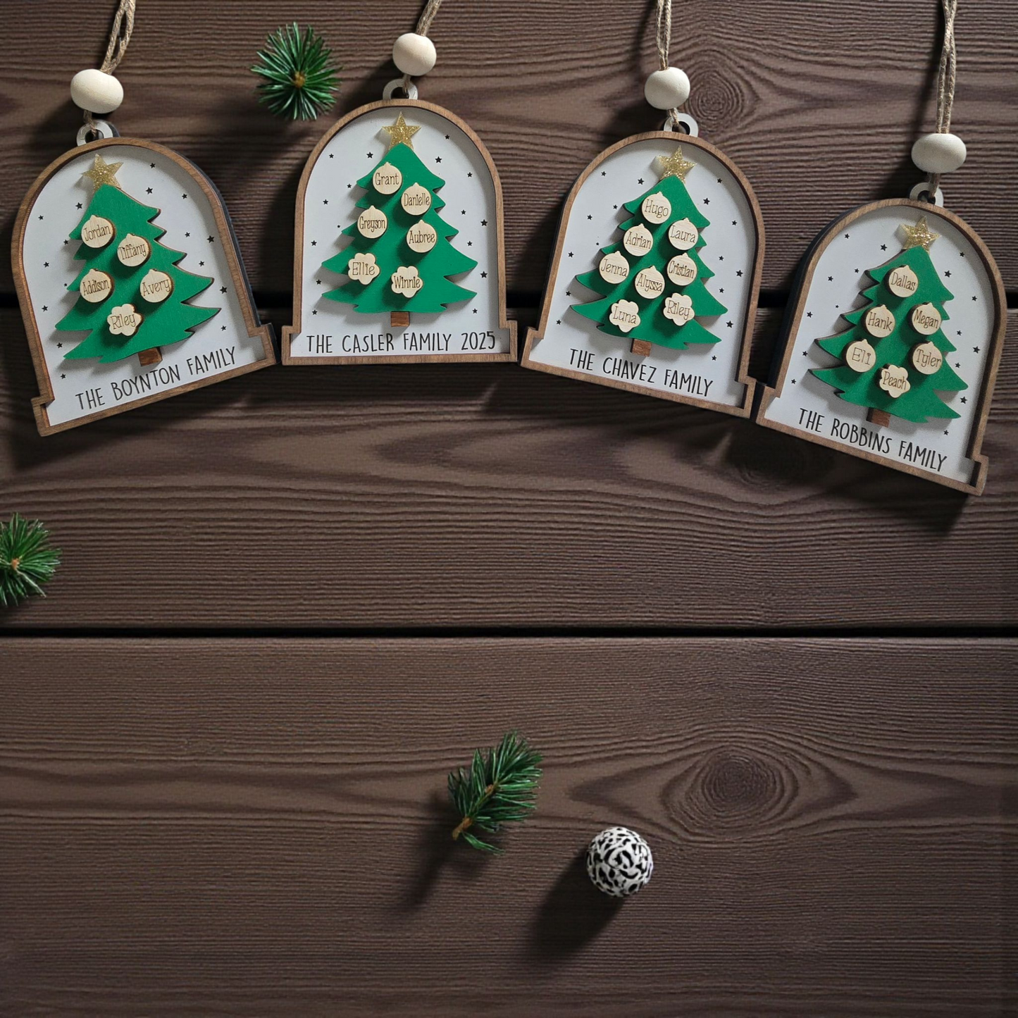 Christmas Tree Bell Family Christmas Ornament Personalized