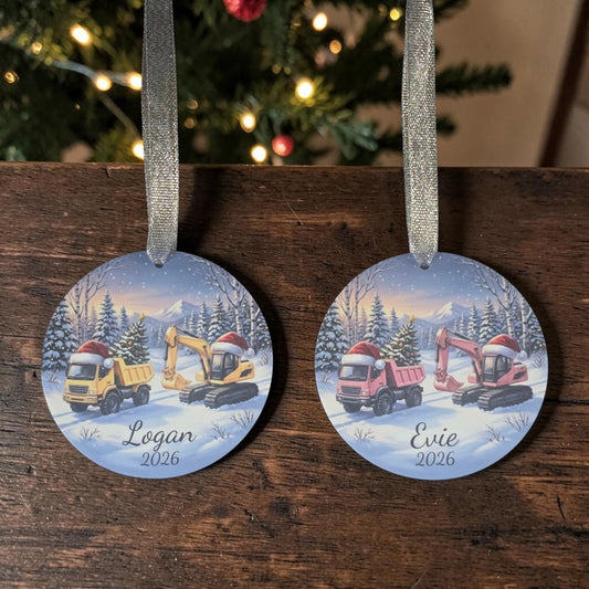 UV printed Construction truck Christmas Ornament acrylic personalized