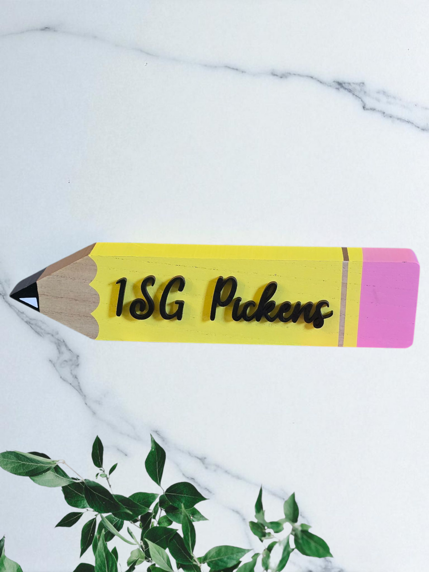 Teacher pencil wood block personalized
