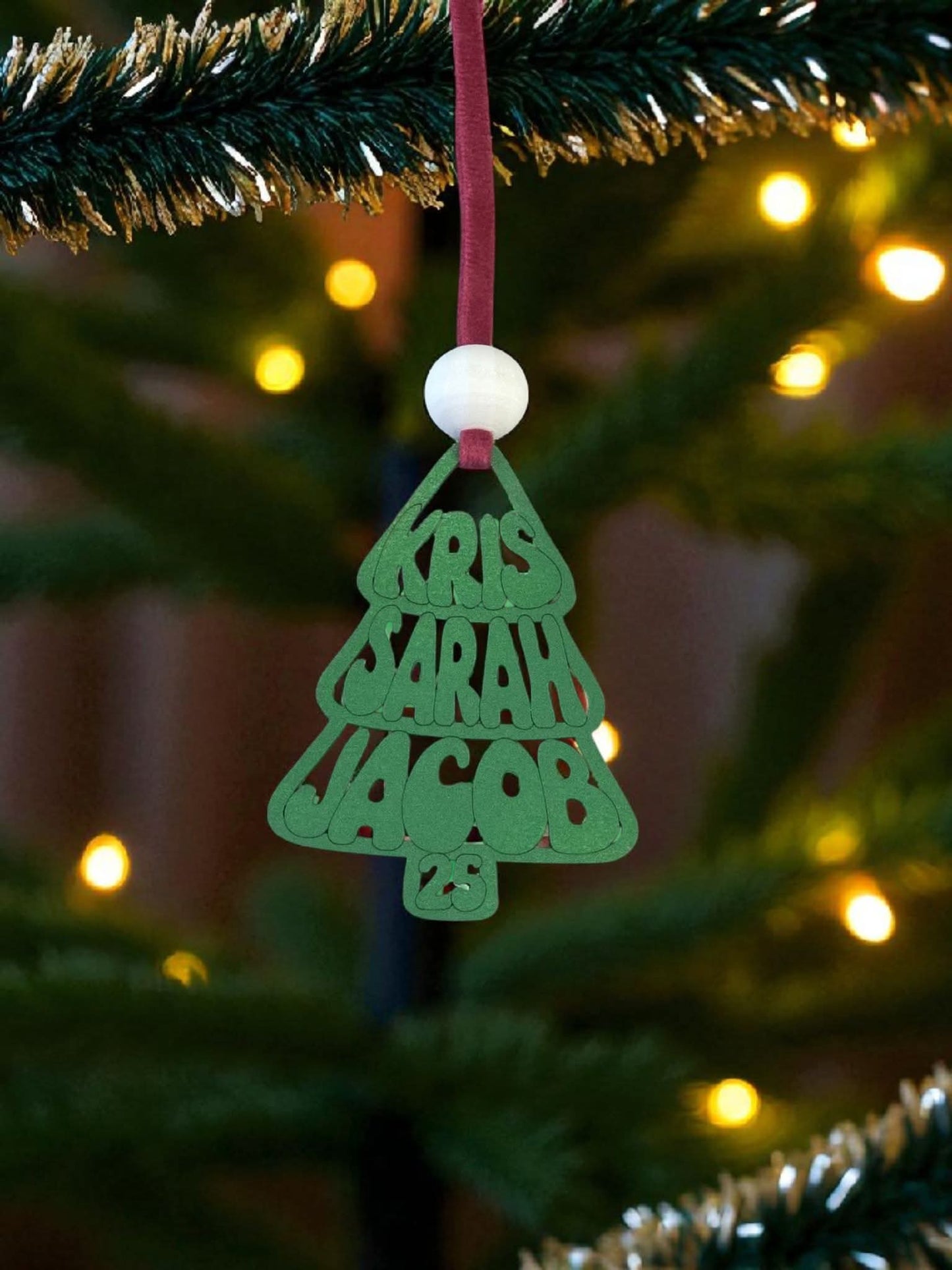 Christmas Tree Names Ornament personalized Up to 9 names