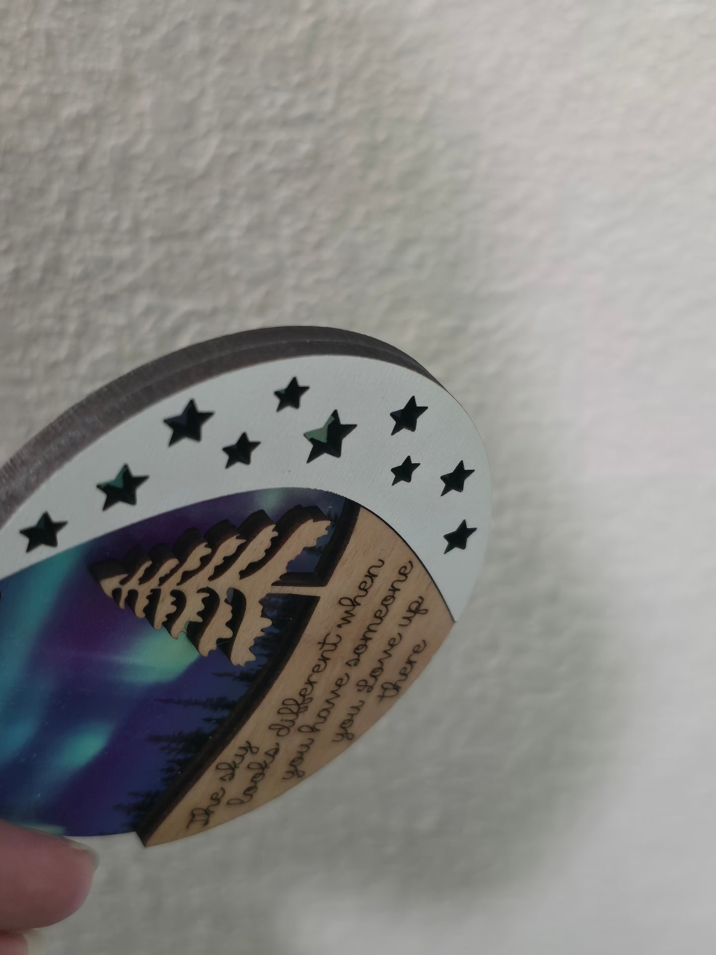 UV printed / laser 3D wood The sky looks different