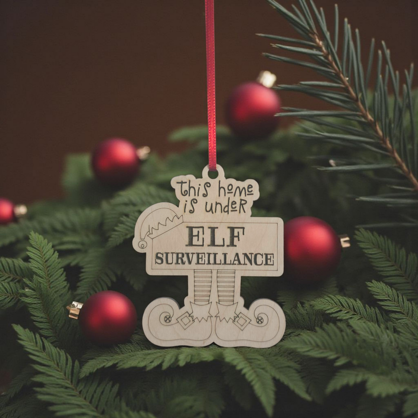 This Home is Under Elf Surveillance Christmas Ornament