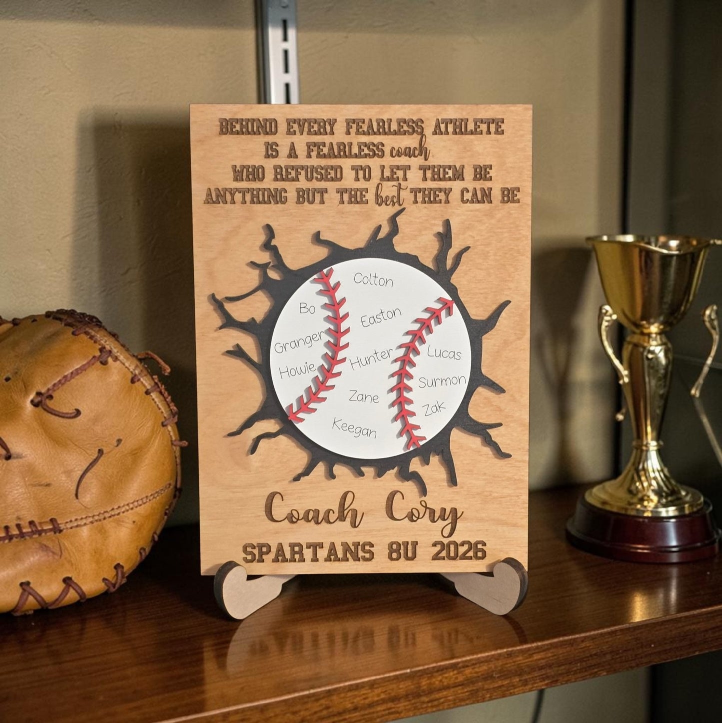 Behind every fearless athlete is a fearless coach personalized coach sign