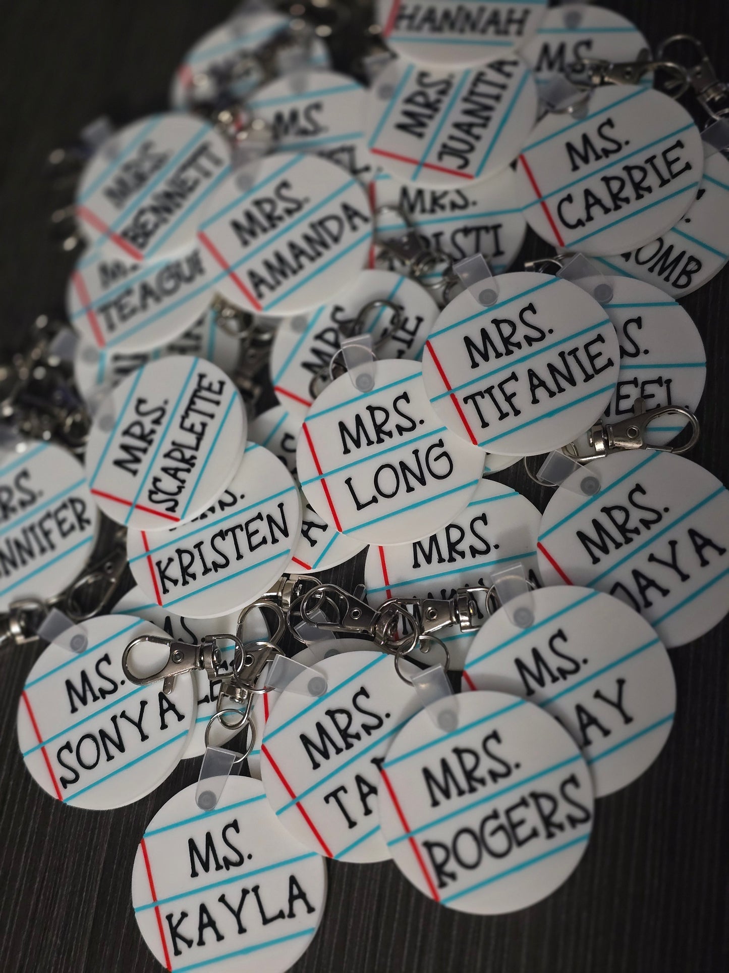 3D printed Notebook teacher keychain or magnet personalized