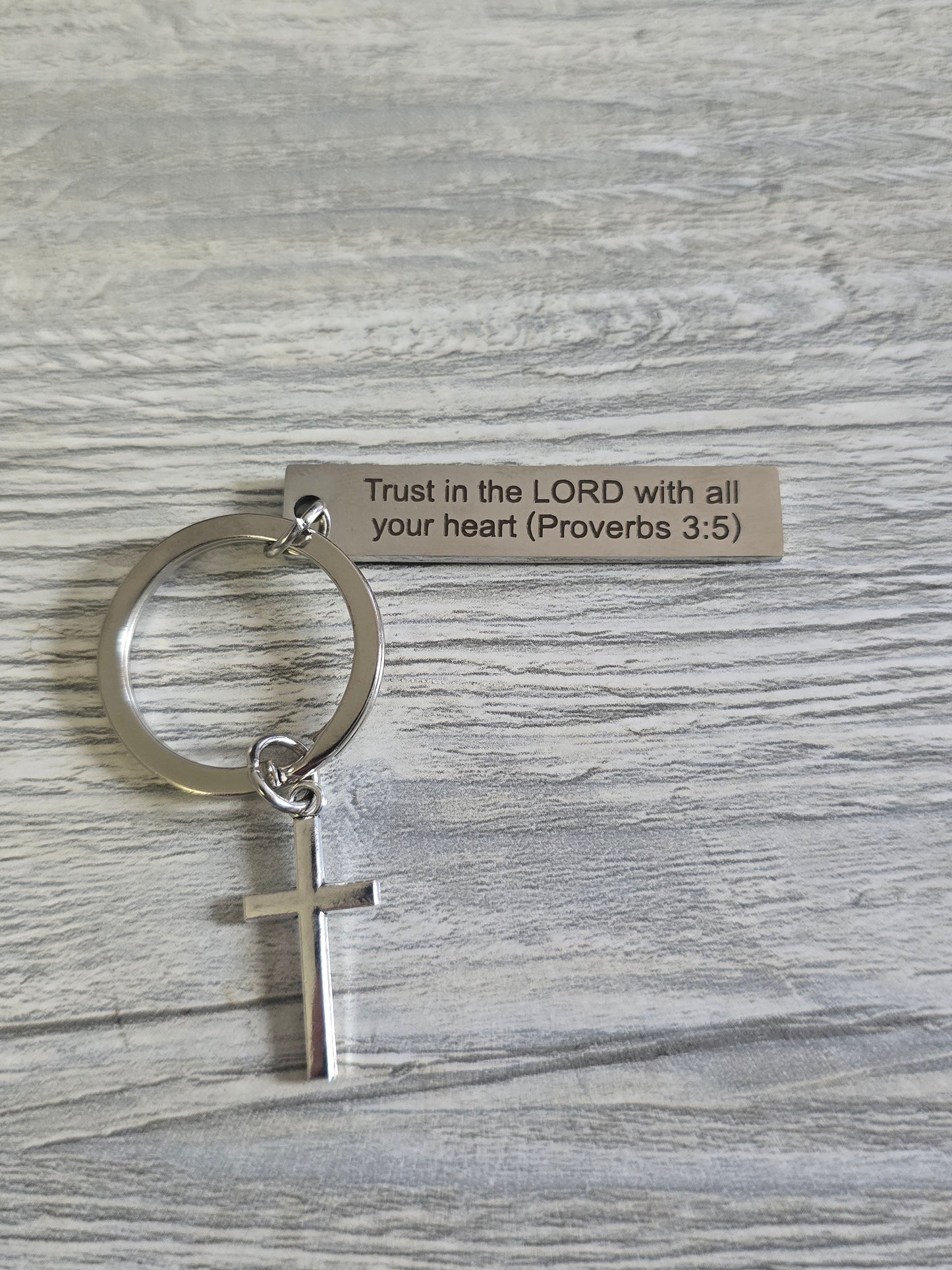 Religious keychain with Cross stainless steel