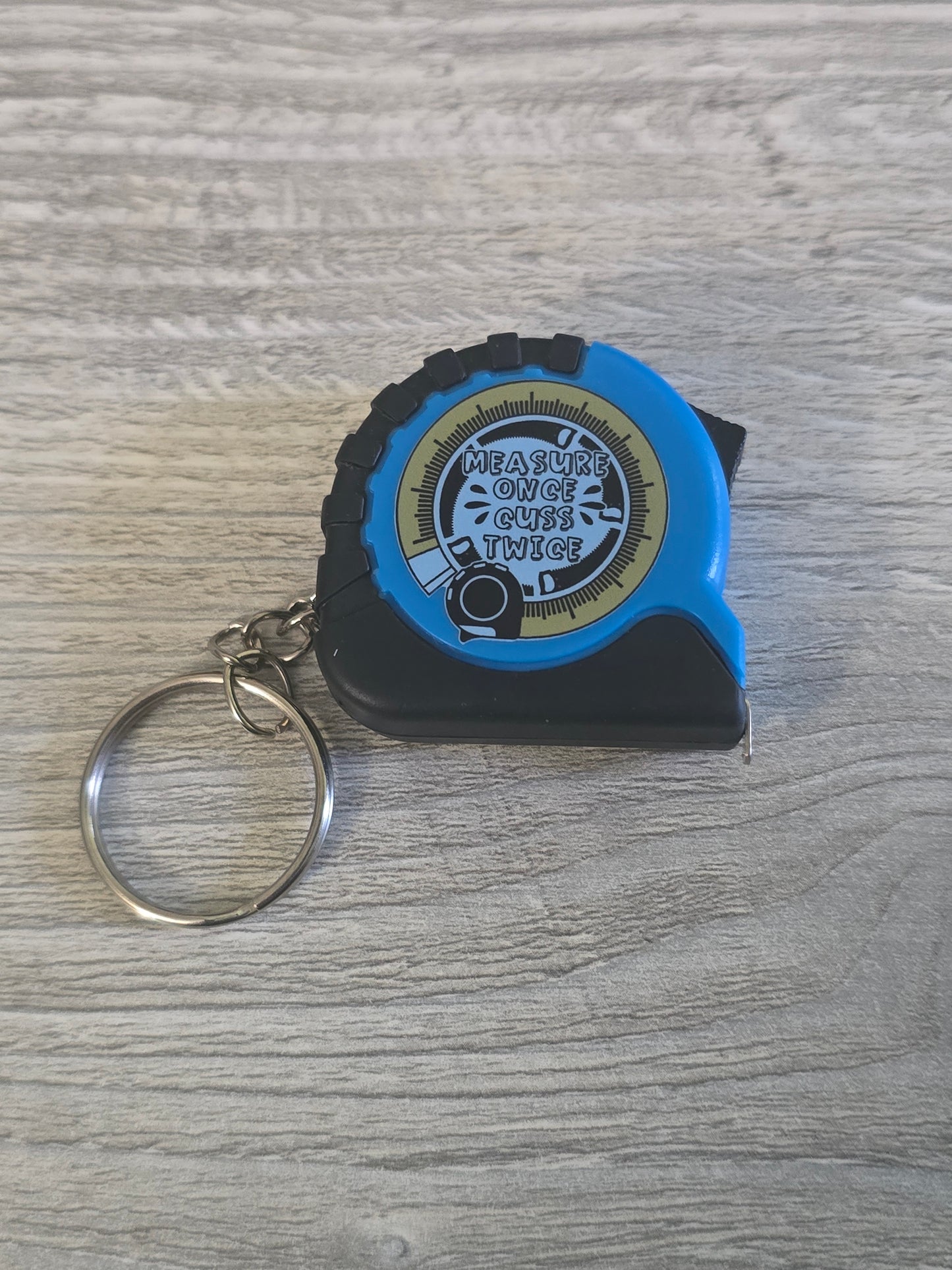 UV printed Father's Day blue measuring tape small keychain