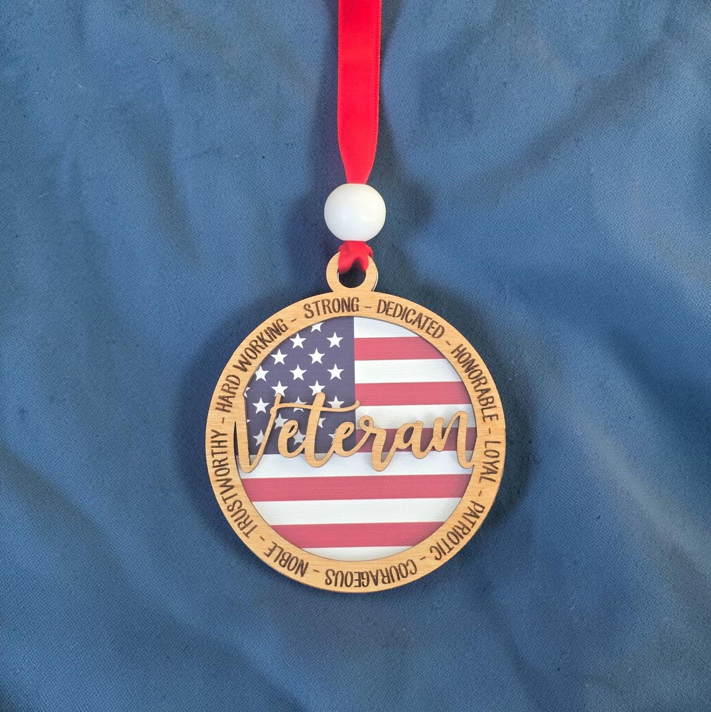 UV printed Veteran 2 layer ornament