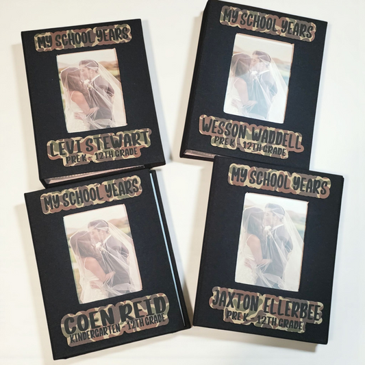 My School Days Photo Album with leatherette patch personalized
