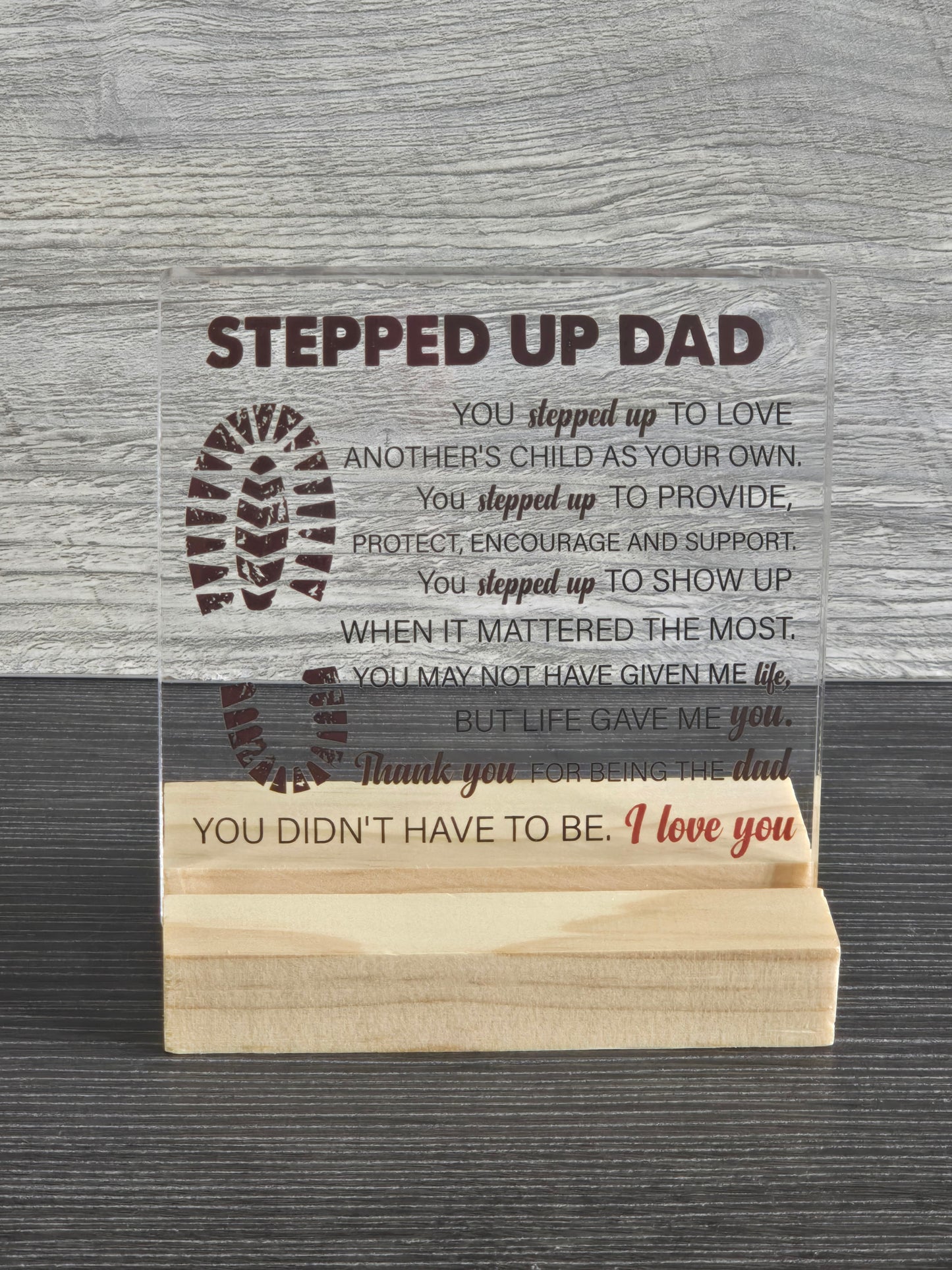 Acrylic desk small signs with wood stand