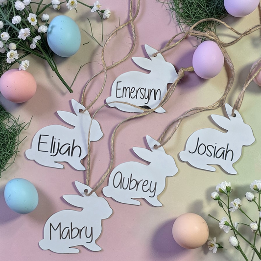Easter bunny basket tag ornament personalized