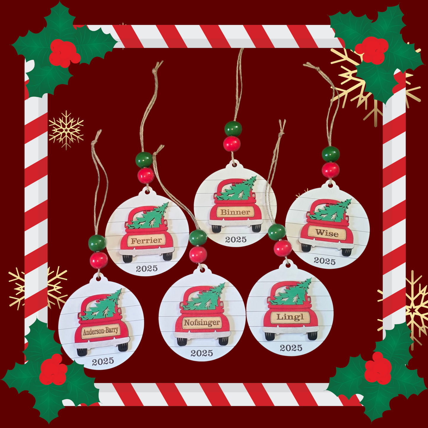 Truck name shiplap Christmas Ornament Personalized