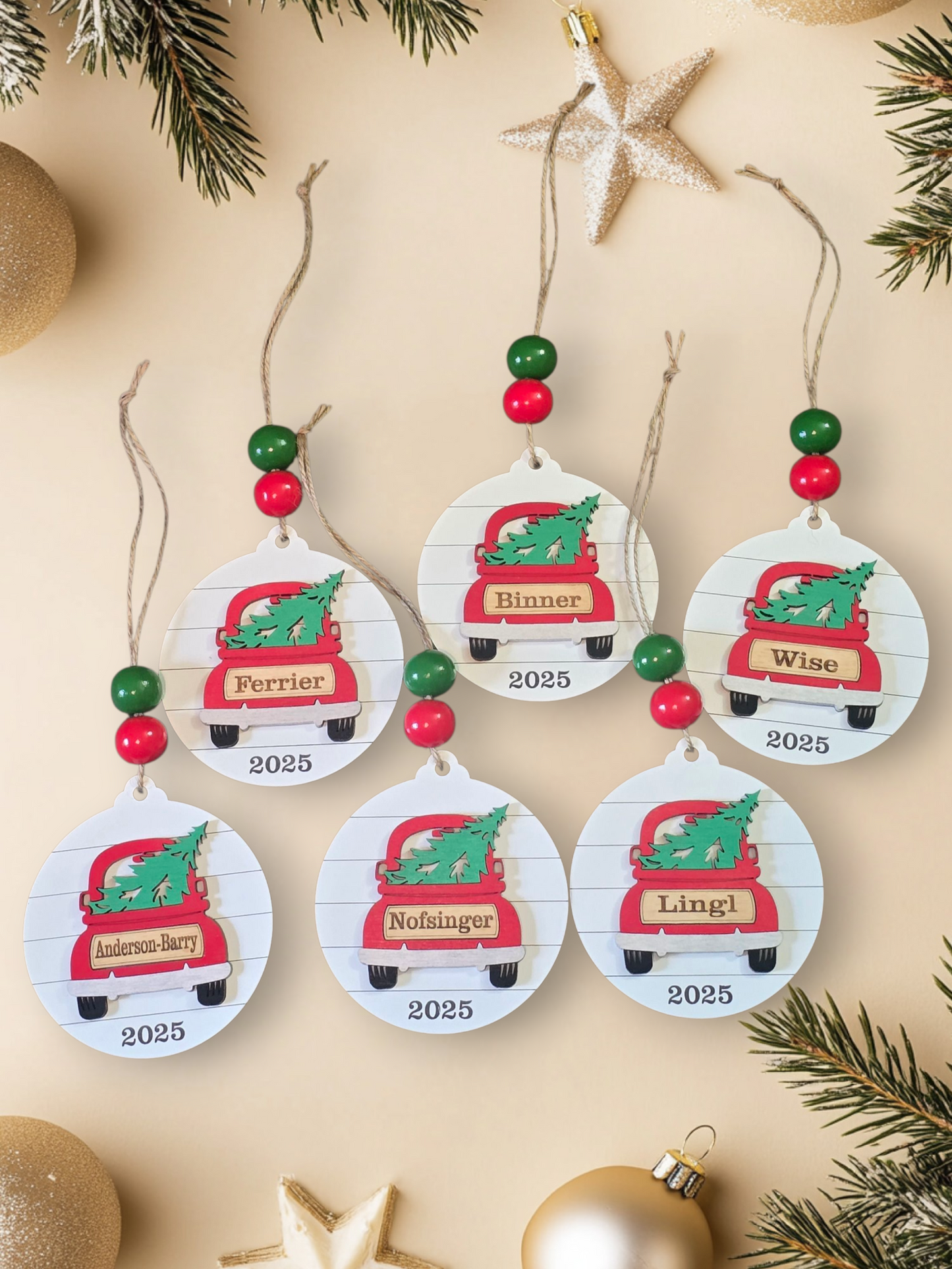 Truck name shiplap Christmas Ornament Personalized