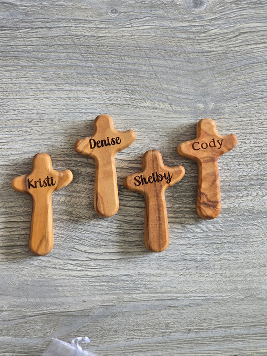 Small Olive Cross personalized
