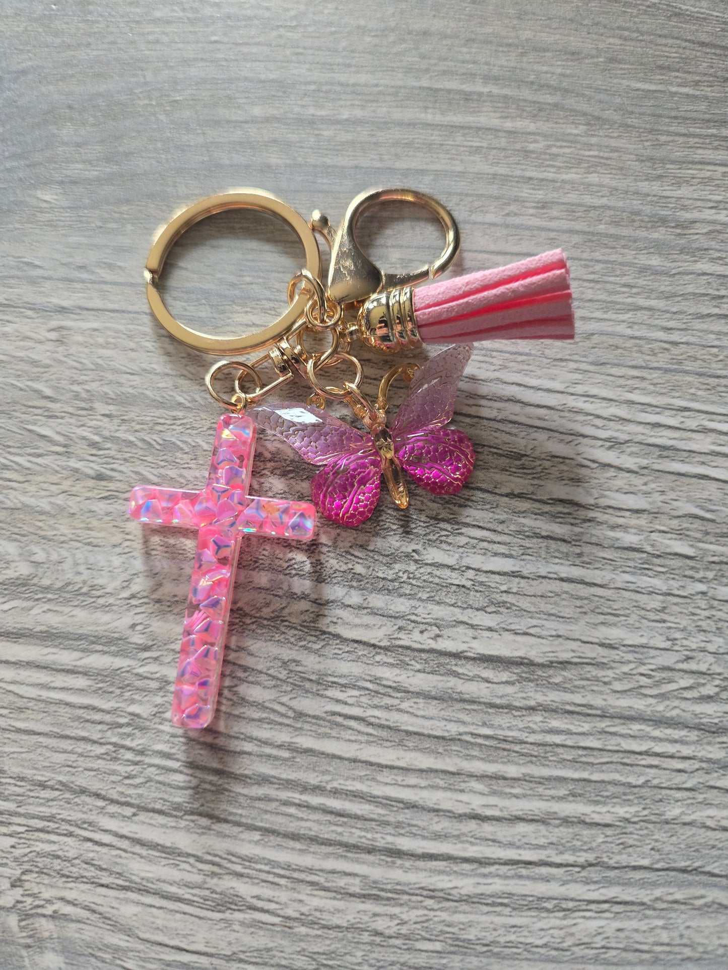 Resin cross butterfly keychains