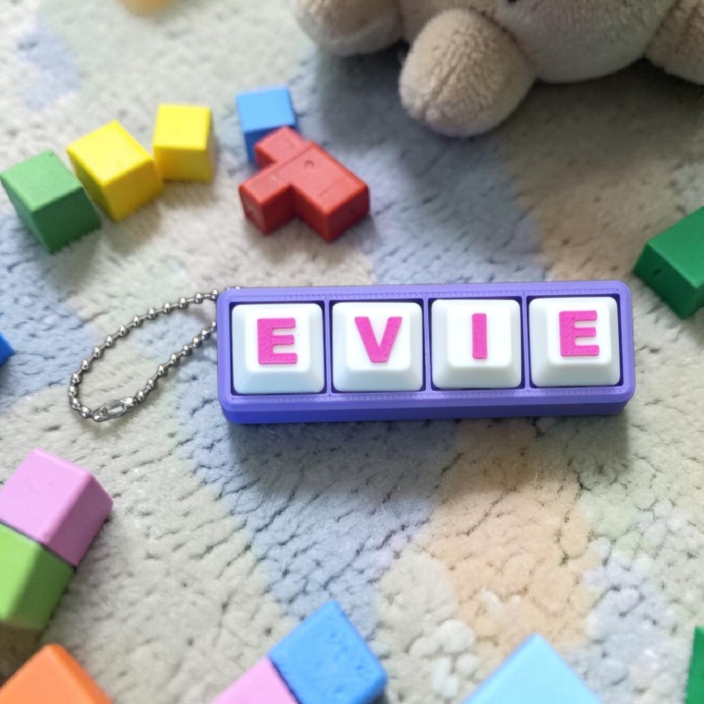 3D printed name fidget clicker keychain personalized