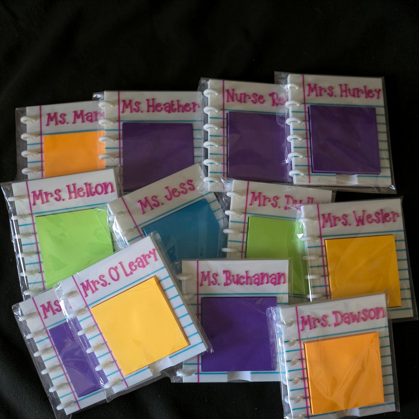 3D printed teacher notebook sticky note holder personalized