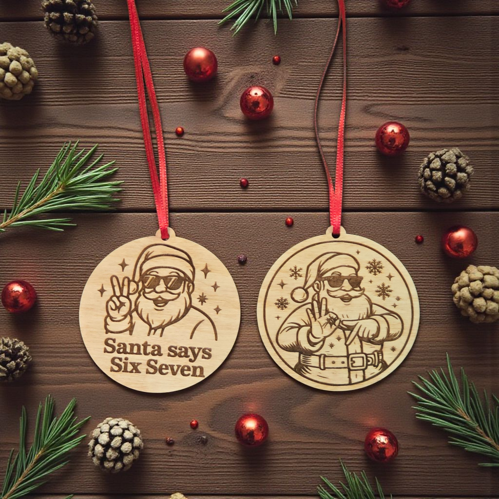 Santa says Six Seven Christmas Ornament 2 choices