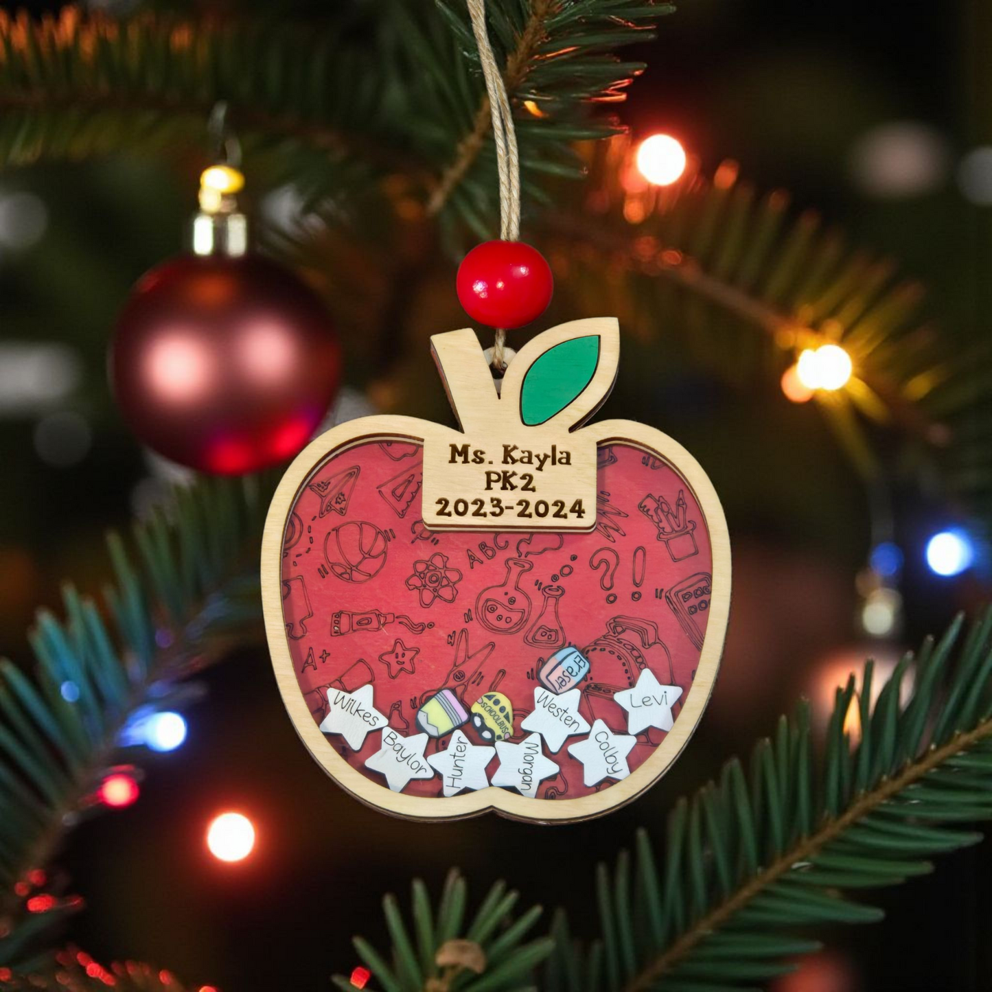 Teacher Apple Shaker with students names personalized