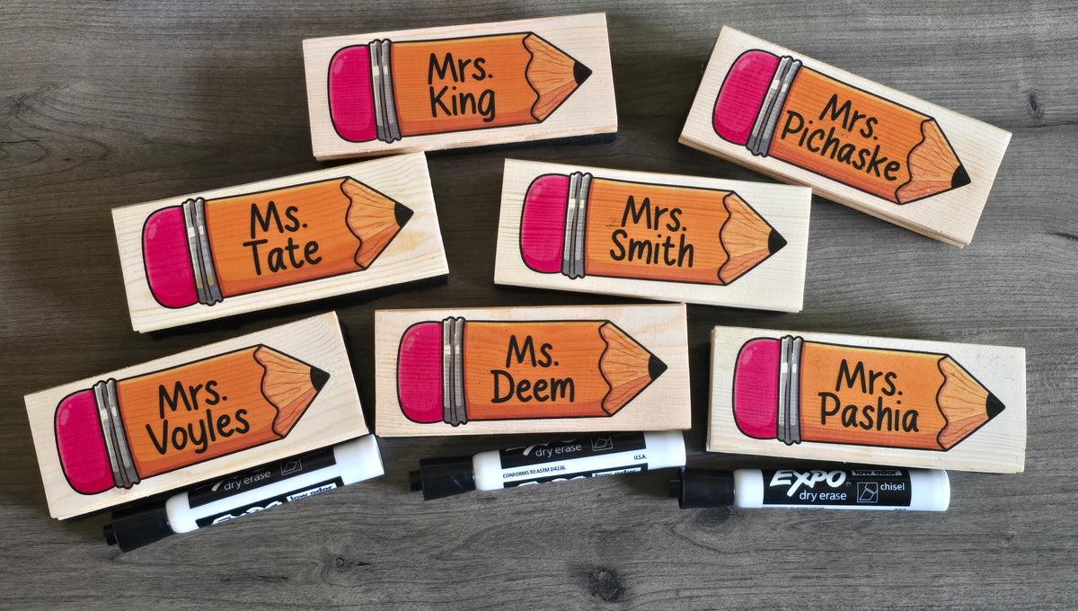 UV printed Teacher Eraser pencil theme Personalized