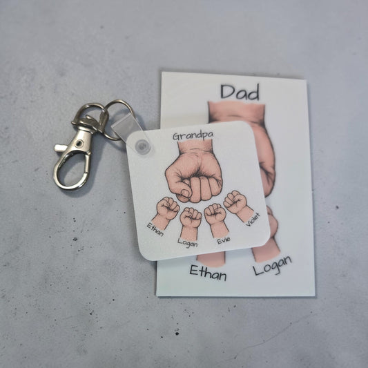 3D & UV printed Fist bump keychain or magnet personalized up to 8 kids