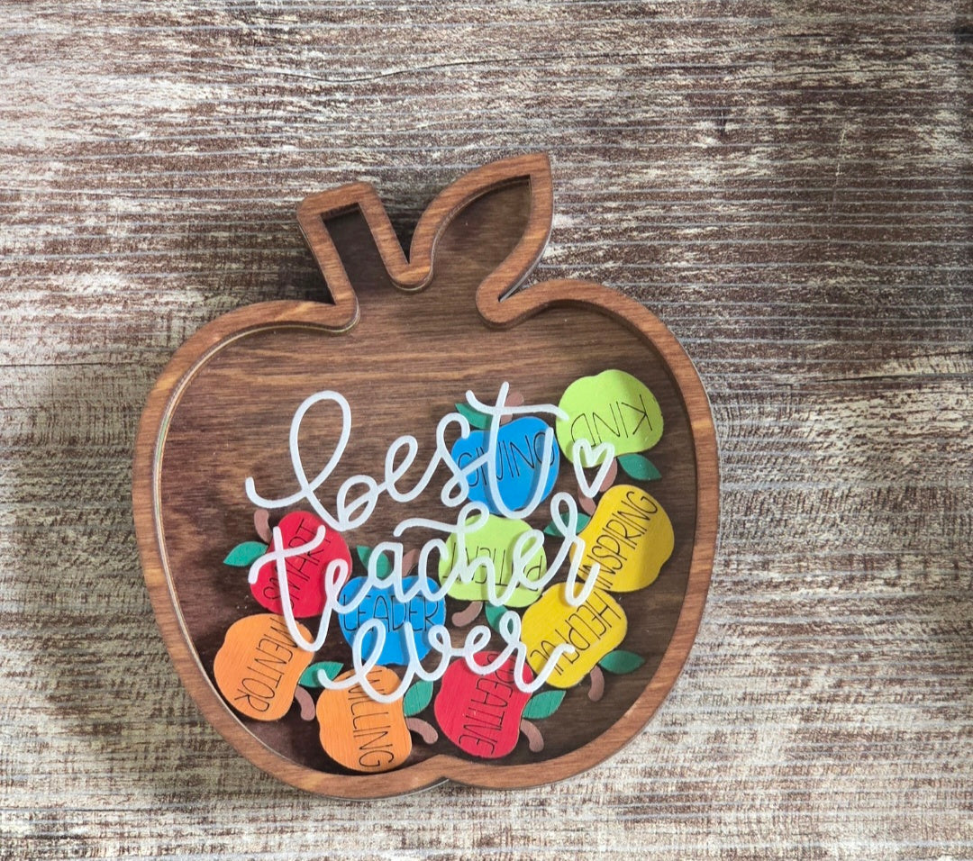 Best teacher ever Apple Shaker with inspiring words