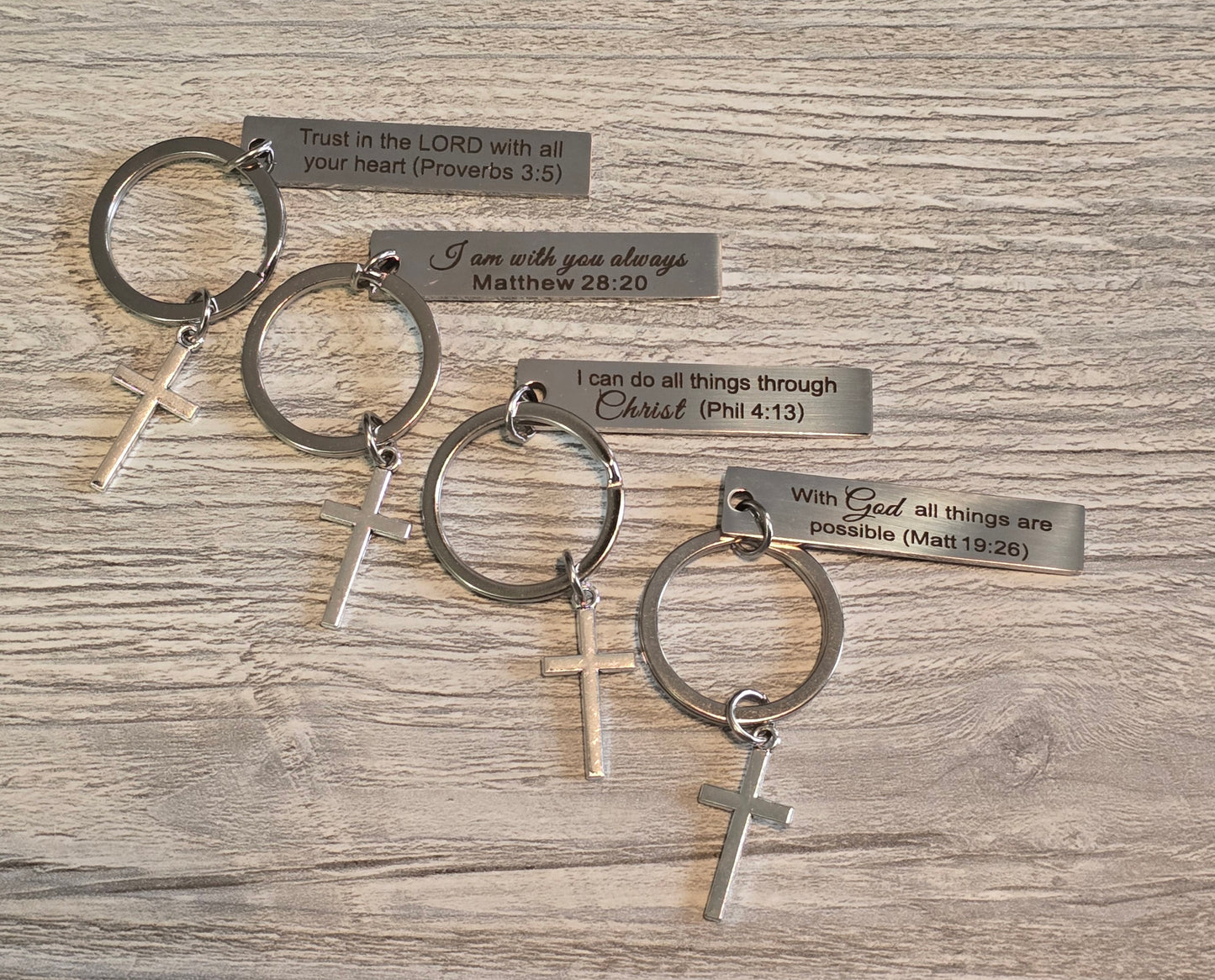 Religious keychain with Cross stainless steel