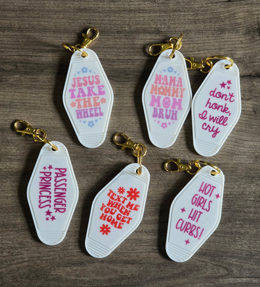 3D printed & UV printed motel keychain sarcastic