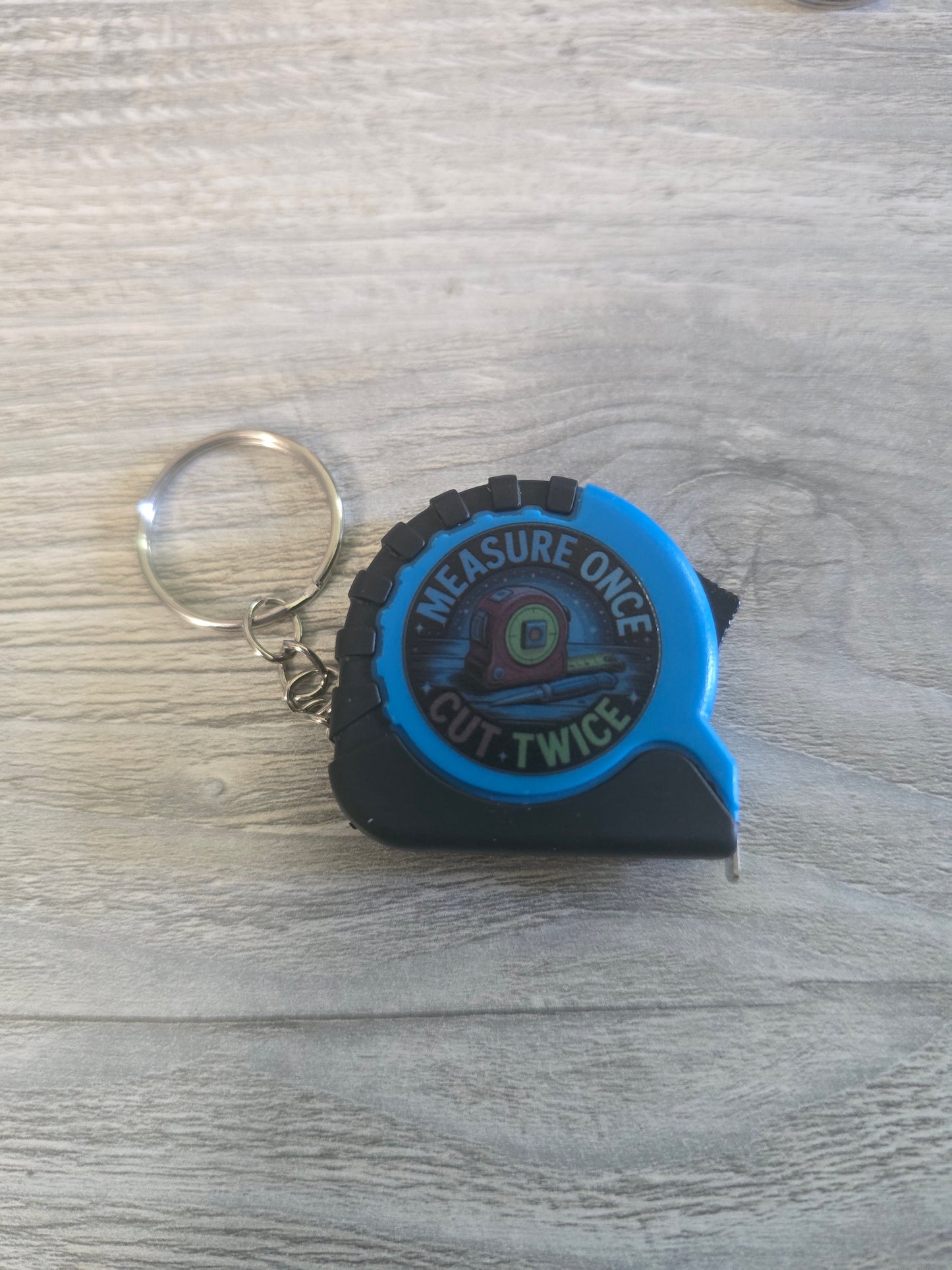 UV printed Father's Day blue measuring tape small keychain