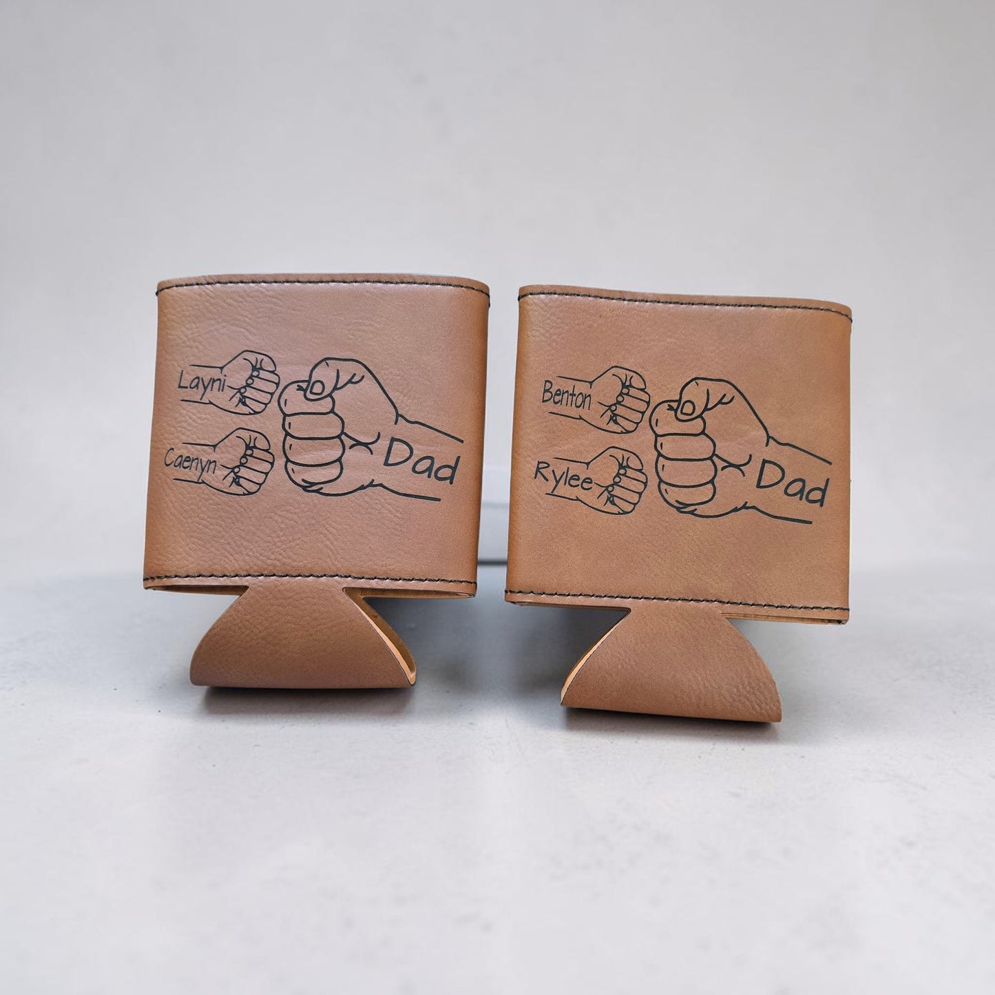 Fist Bump Leatherette Koozies Personalized Father's Day