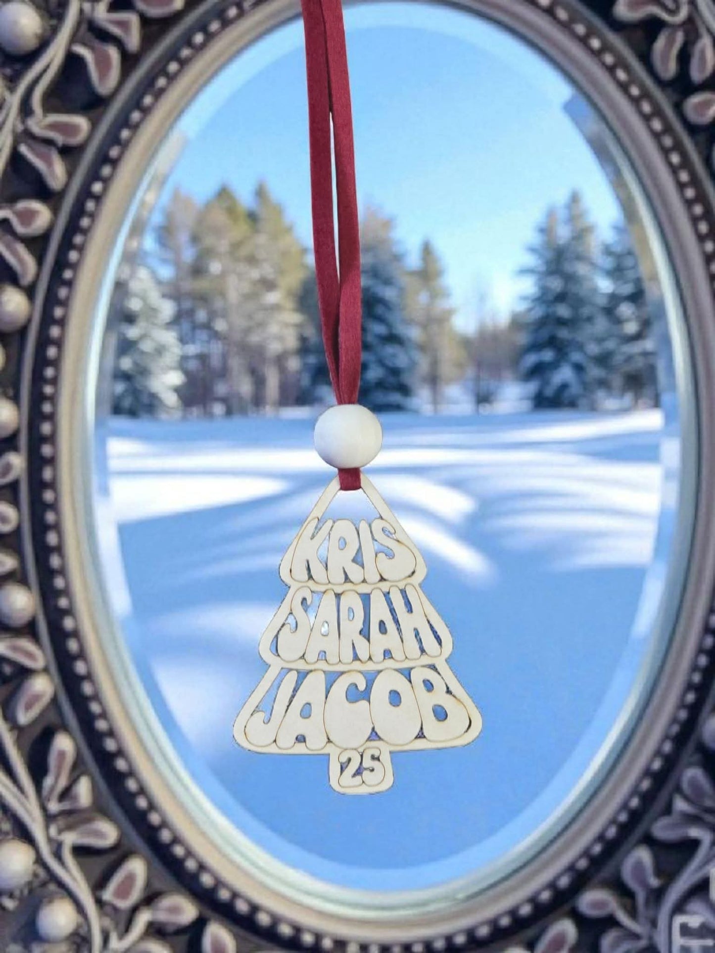 Christmas Tree Names Ornament personalized Up to 9 names
