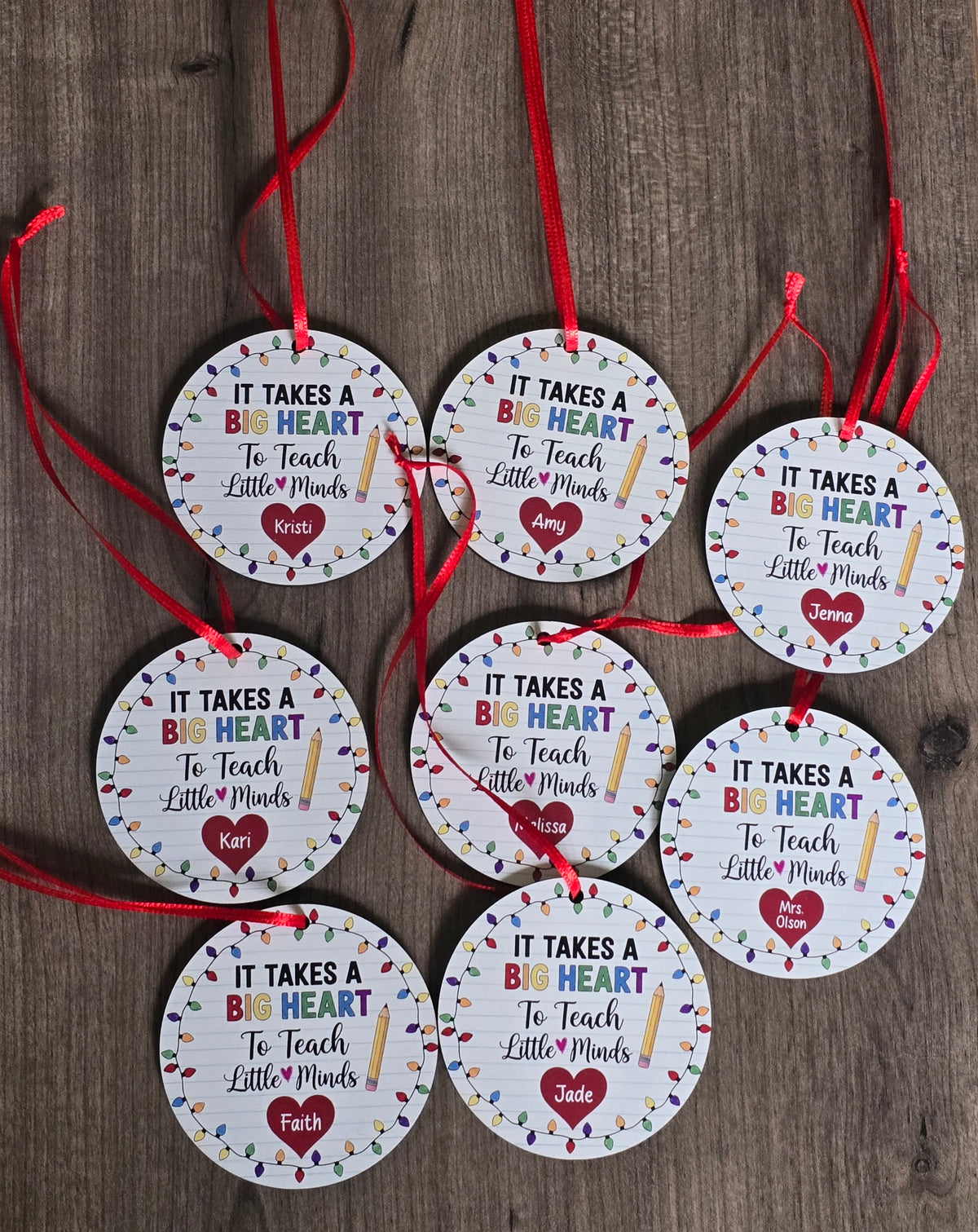 UV printed It takes a big heart to teach little minds personalized Christmas Ornament