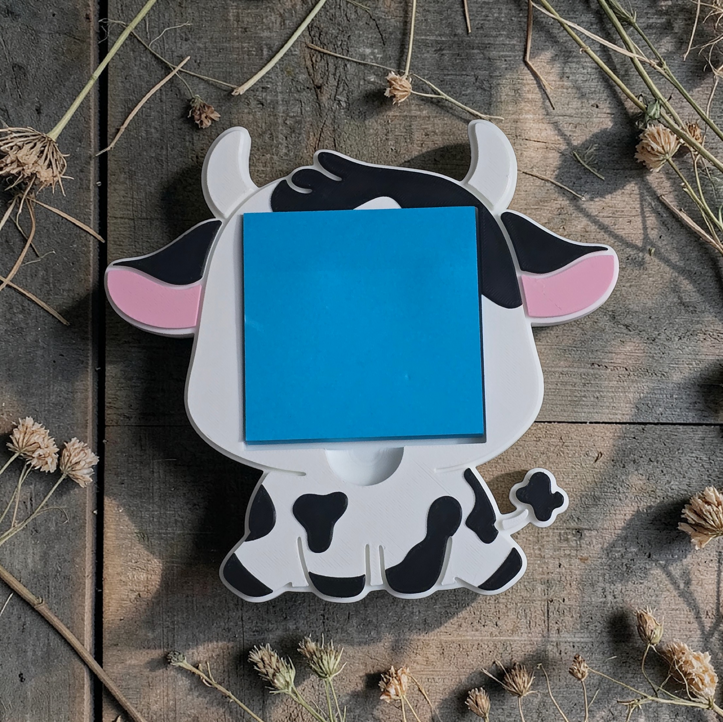 3D printed cow sticky note holder