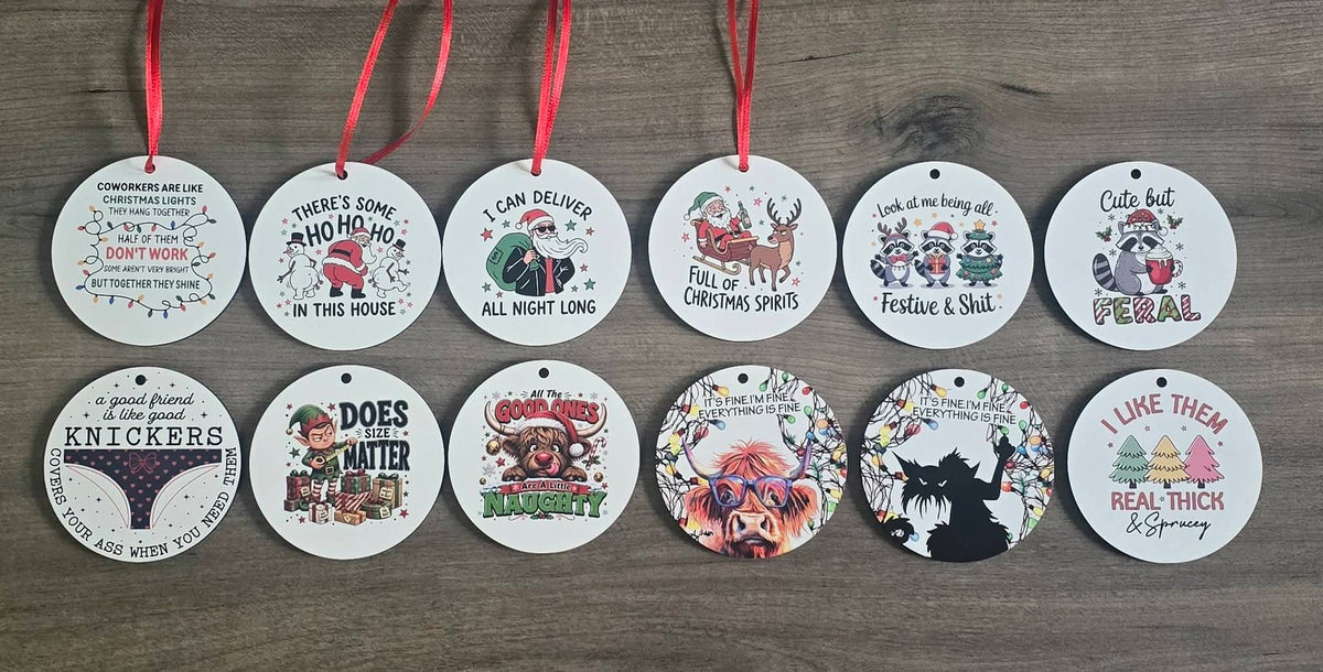 UV printed Sarcastic funny Christmas Ornaments