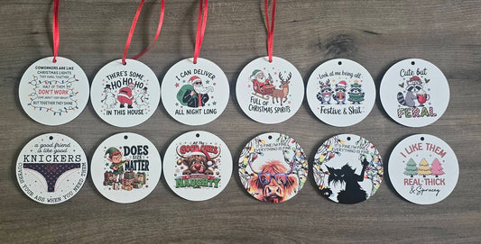 UV printed Sarcastic funny Christmas Ornaments