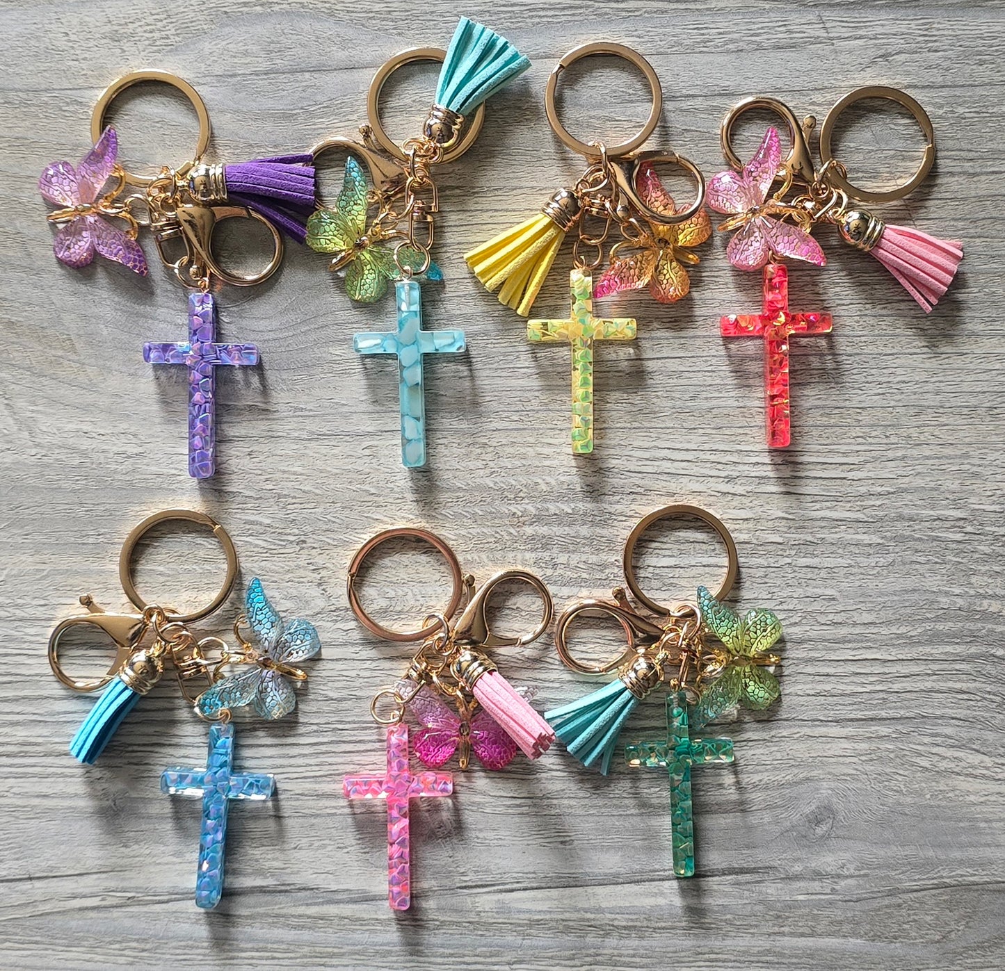 Resin cross butterfly keychains