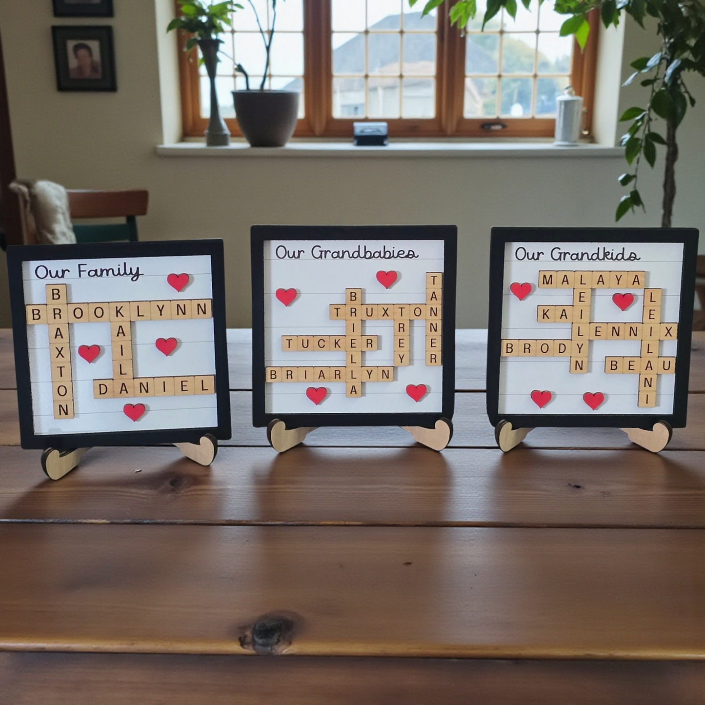 Crossword Family Sign Personalized Black and white personalized