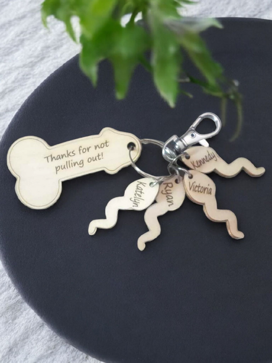 Personalized Penis and Swimmer Pee Pee Keychains